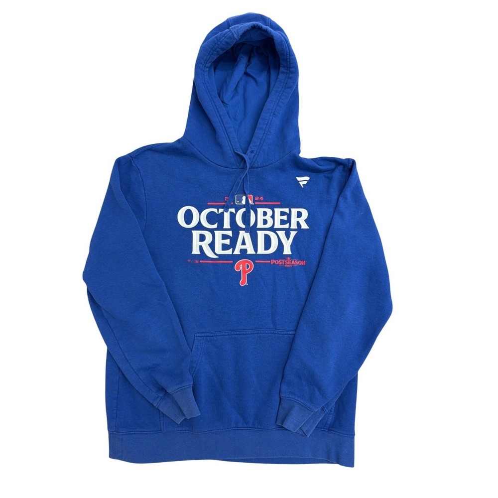 Fanatics MLB‎ Postseason October Ready Hoodie Mens Large Blue Graphic Sweatshirt